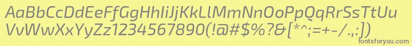 フォントExo2Italic – 黄色の背景に灰色の文字