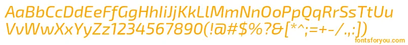 フォントExo2Italic – 白い背景にオレンジのフォント