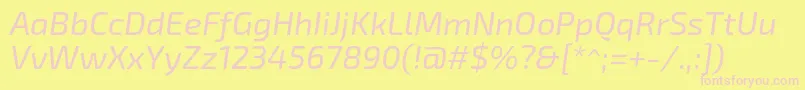 Exo2Italic Font – Pink Fonts on Yellow Background