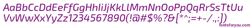 Exo2Italic-fontti – violetit fontit valkoisella taustalla