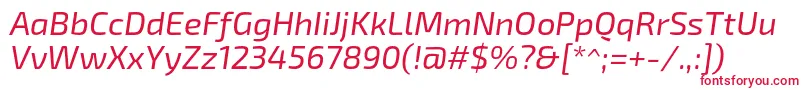 Czcionka Exo2Italic – czerwone czcionki