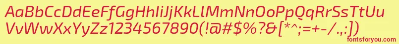 フォントExo2Italic – 赤い文字の黄色い背景