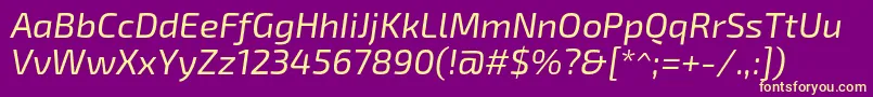 フォントExo2Italic – 紫の背景に黄色のフォント