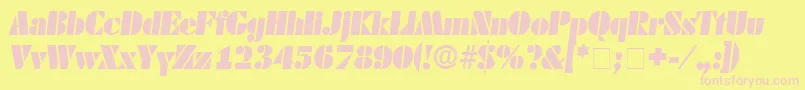 CadoDisplaySsiItalic-fontti – vaaleanpunaiset fontit keltaisella taustalla