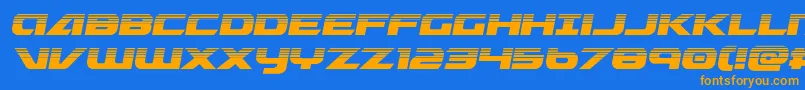 フォントGraymalkincompacthalf – オレンジ色の文字が青い背景にあります。