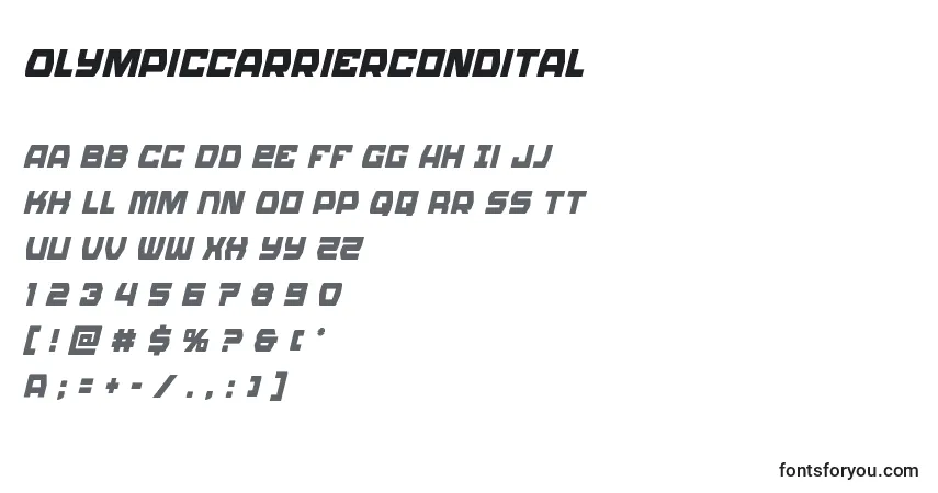 Fuente Olympiccarriercondital - alfabeto, números, caracteres especiales