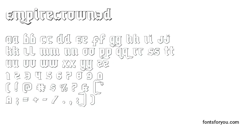 Шрифт Empirecrown3D – алфавит, цифры, специальные символы