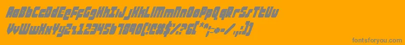 AlphaTaurusConditalic-Schriftart – Graue Schriften auf orangefarbenem Hintergrund