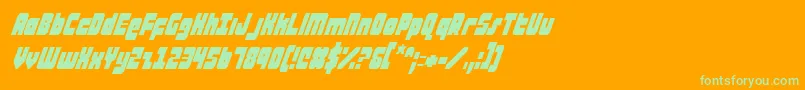 AlphaTaurusConditalic-Schriftart – Grüne Schriften auf orangefarbenem Hintergrund