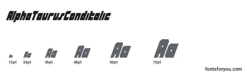 AlphaTaurusConditalic Font Sizes