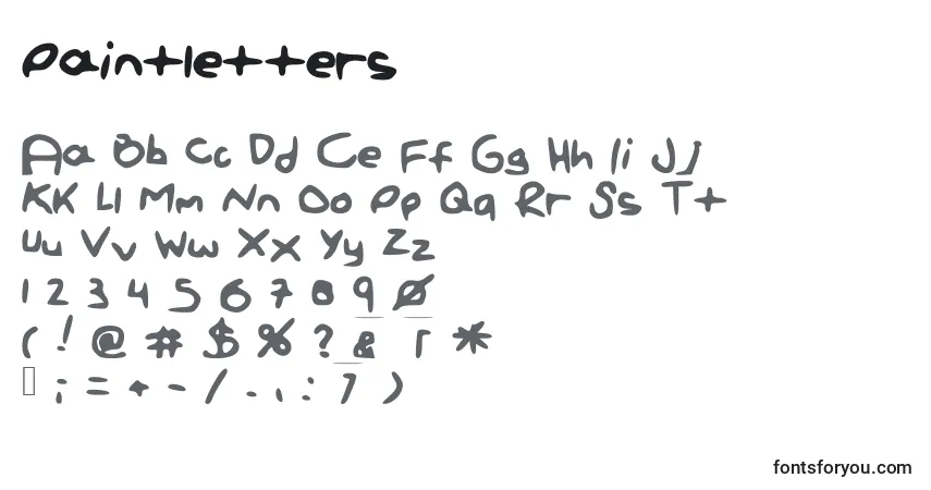 Czcionka Paintletters – alfabet, cyfry, specjalne znaki