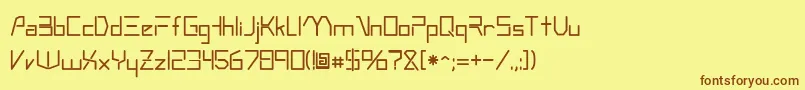 フォントRsandromeda – 茶色の文字が黄色の背景にあります。