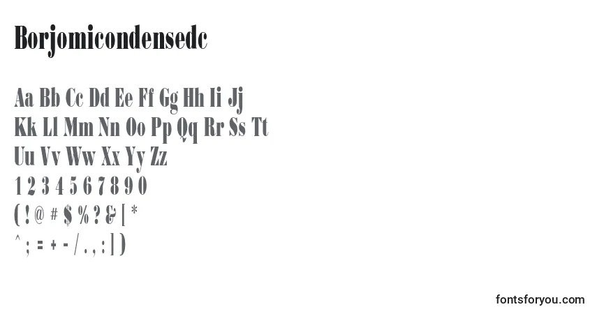 Czcionka Borjomicondensedc – alfabet, cyfry, specjalne znaki