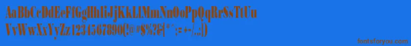 Czcionka Borjomicondensedc – brązowe czcionki na niebieskim tle
