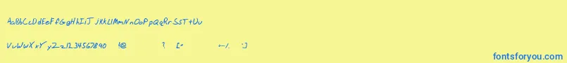 Jhand-Schriftart – Blaue Schriften auf gelbem Hintergrund