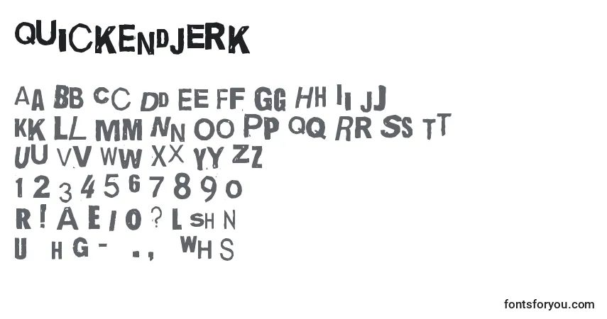 A fonte QuickEndJerk – alfabeto, números, caracteres especiais