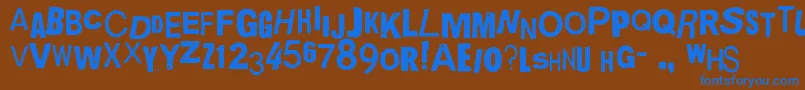 フォントQuickEndJerk – 茶色の背景に青い文字