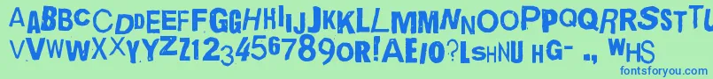 QuickEndJerk-fontti – siniset fontit vihreällä taustalla