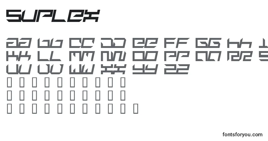 A fonte Suplex – alfabeto, números, caracteres especiais