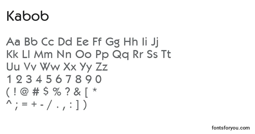 Kabob-fontti – aakkoset, numerot, erikoismerkit