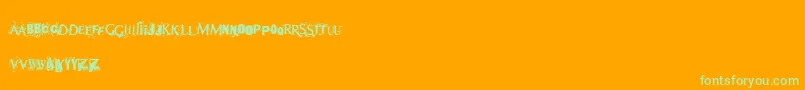Terror-Schriftart – Grüne Schriften auf orangefarbenem Hintergrund