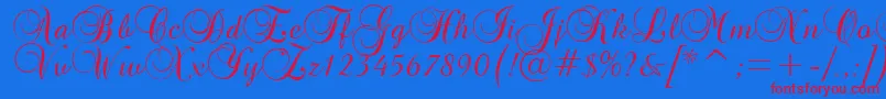 GeBasaltScriptNormal Font – Red Fonts on Blue Background