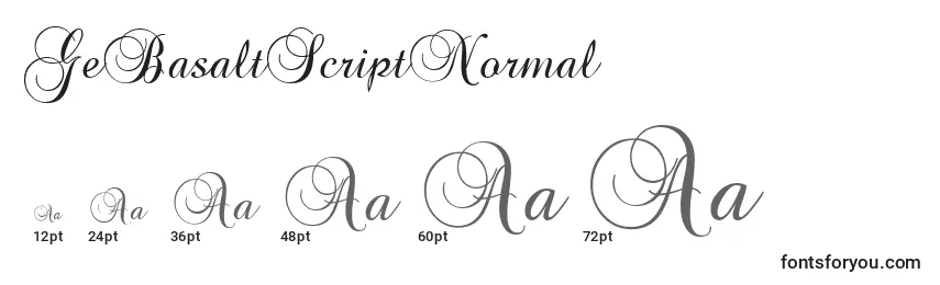 GeBasaltScriptNormal Font Sizes