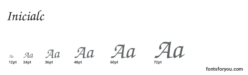 Размеры шрифта Inicialc