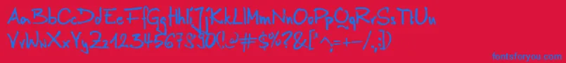 AnilinRegular-Schriftart – Blaue Schriften auf rotem Hintergrund