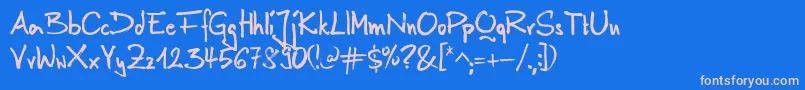 AnilinRegular-Schriftart – Rosa Schriften auf blauem Hintergrund