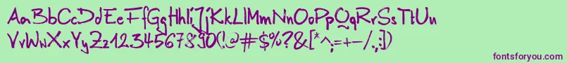 AnilinRegular-Schriftart – Violette Schriften auf grünem Hintergrund