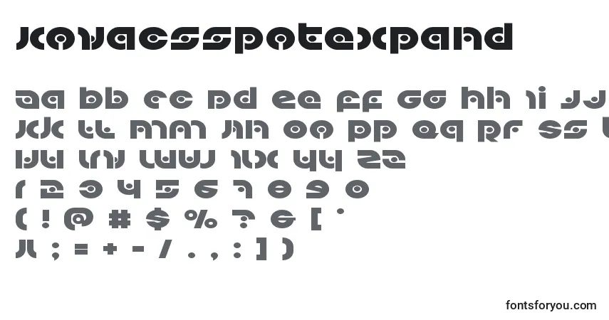 Schriftart Kovacsspotexpand – Alphabet, Zahlen, spezielle Symbole
