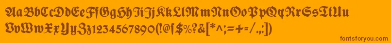 Plakatfraktur-Schriftart – Braune Schriften auf orangefarbenem Hintergrund