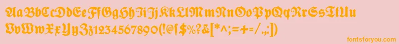 Plakatfraktur-Schriftart – Orangefarbene Schriften auf rosa Hintergrund