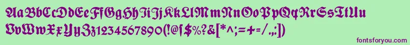 Plakatfraktur Font – Purple Fonts on Green Background