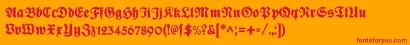 Plakatfraktur Font – Red Fonts on Orange Background