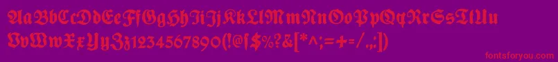 フォントPlakatfraktur – 紫の背景に赤い文字