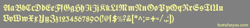 Подробнее о шрифте Plakatfraktur Шрифт Plakatfraktur – жёлтые шрифты на сером фоне
