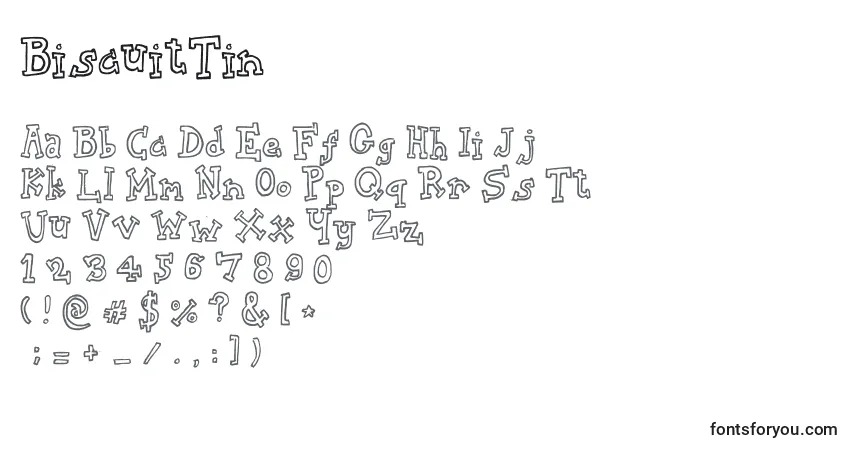 A fonte BiscuitTin – alfabeto, números, caracteres especiais