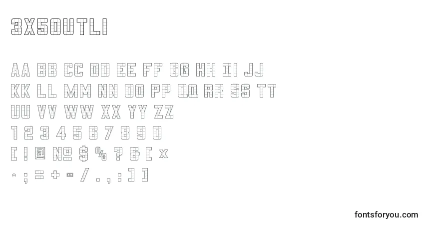 Schriftart 3x5outli (96070) – Alphabet, Zahlen, spezielle Symbole