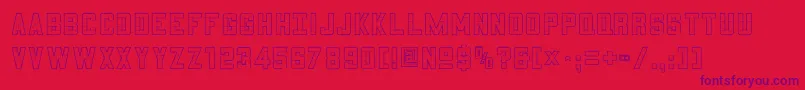 3x5outli-Schriftart – Violette Schriften auf rotem Hintergrund