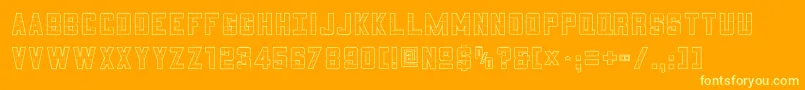 3x5outli-Schriftart – Gelbe Schriften auf orangefarbenem Hintergrund