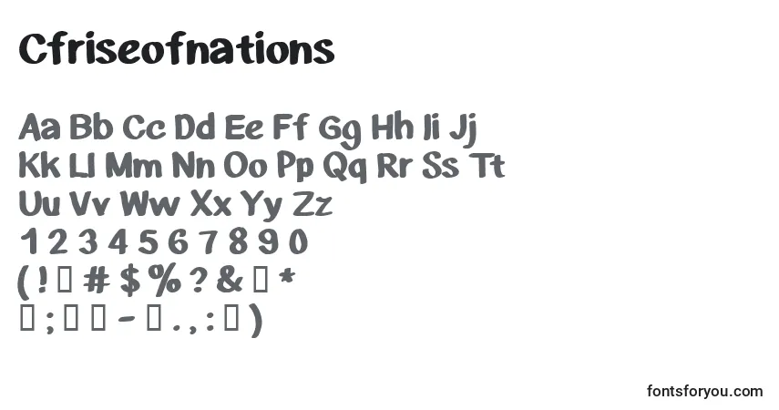 A fonte Cfriseofnations – alfabeto, números, caracteres especiais