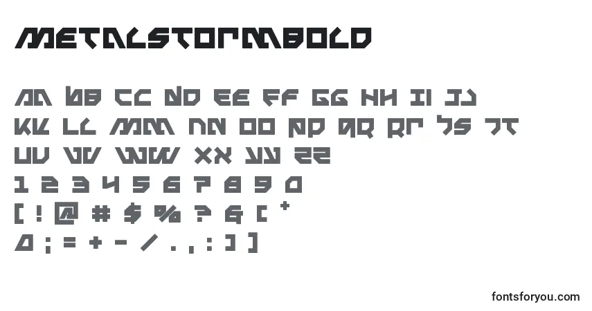 A fonte Metalstormbold – alfabeto, números, caracteres especiais