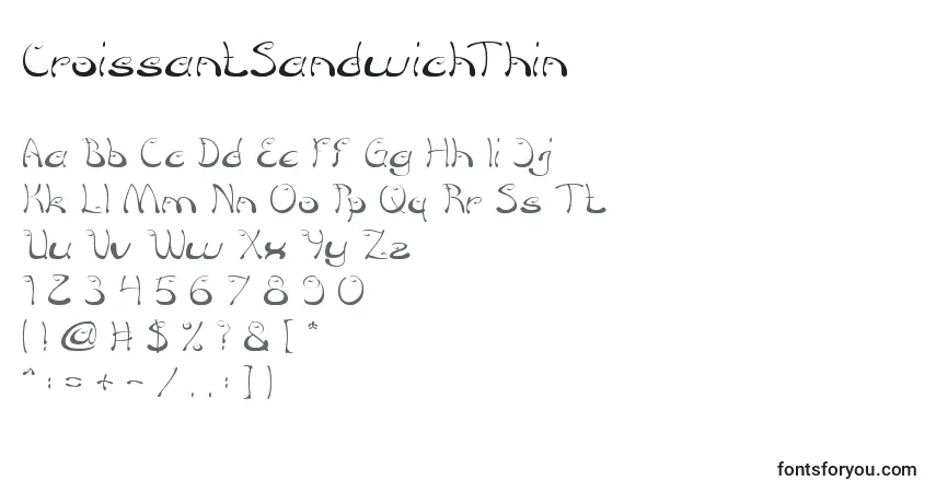 Czcionka CroissantSandwichThin – alfabet, cyfry, specjalne znaki