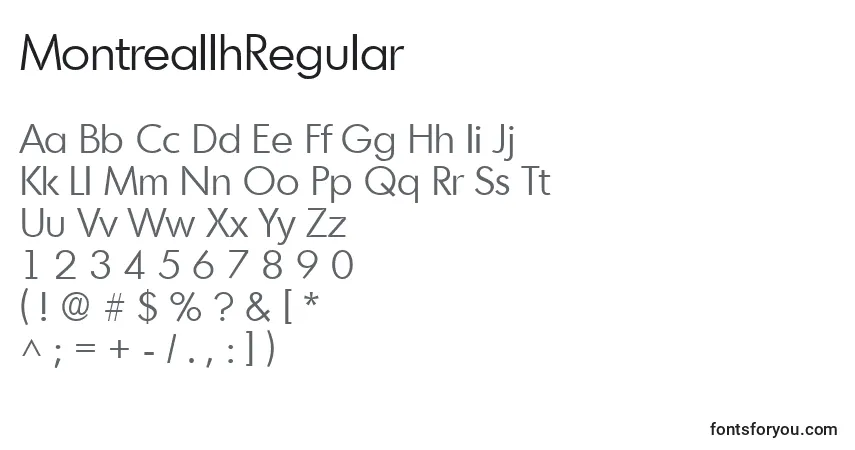A fonte MontreallhRegular – alfabeto, números, caracteres especiais