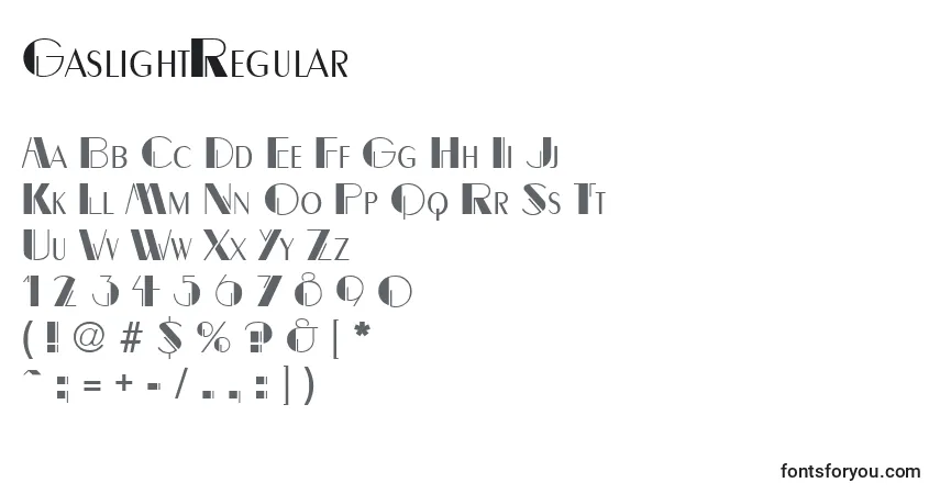 GaslightRegular-fontti – aakkoset, numerot, erikoismerkit