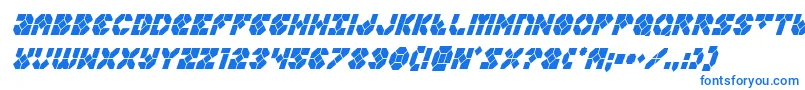 Zoomrunnercondital-Schriftart – Blaue Schriften auf weißem Hintergrund