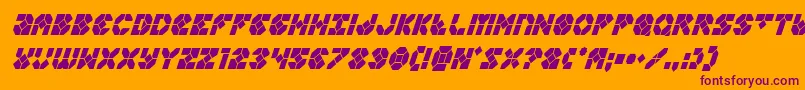Zoomrunnercondital-Schriftart – Violette Schriften auf orangefarbenem Hintergrund