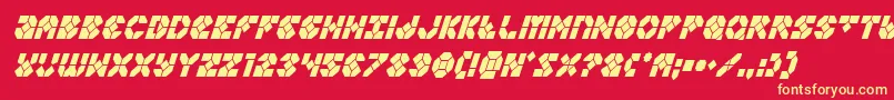 Zoomrunnercondital-Schriftart – Gelbe Schriften auf rotem Hintergrund